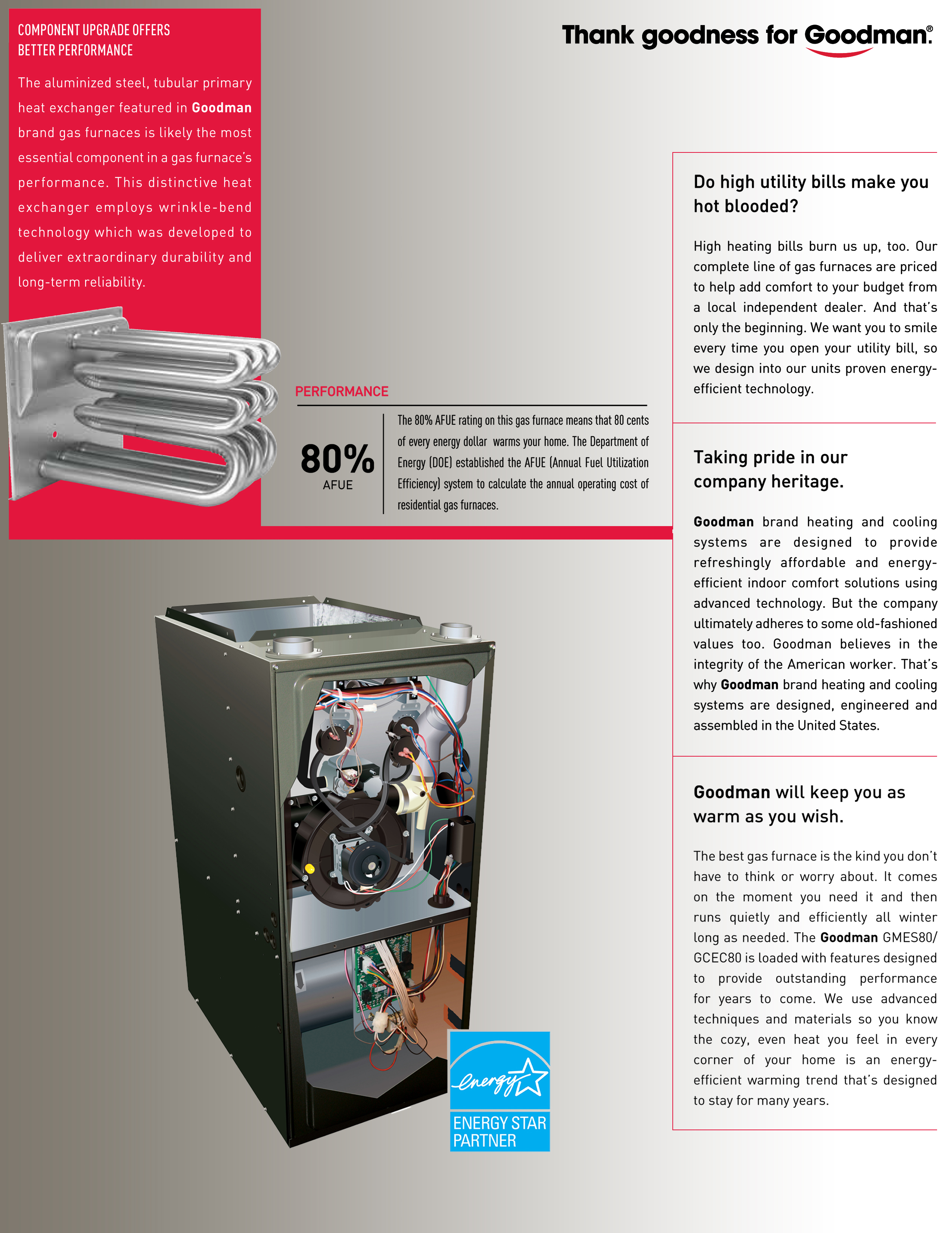 Goodman 80% Single Stage 40K BTU Gas Furnace, GCES800403AN DOWN-FLOW